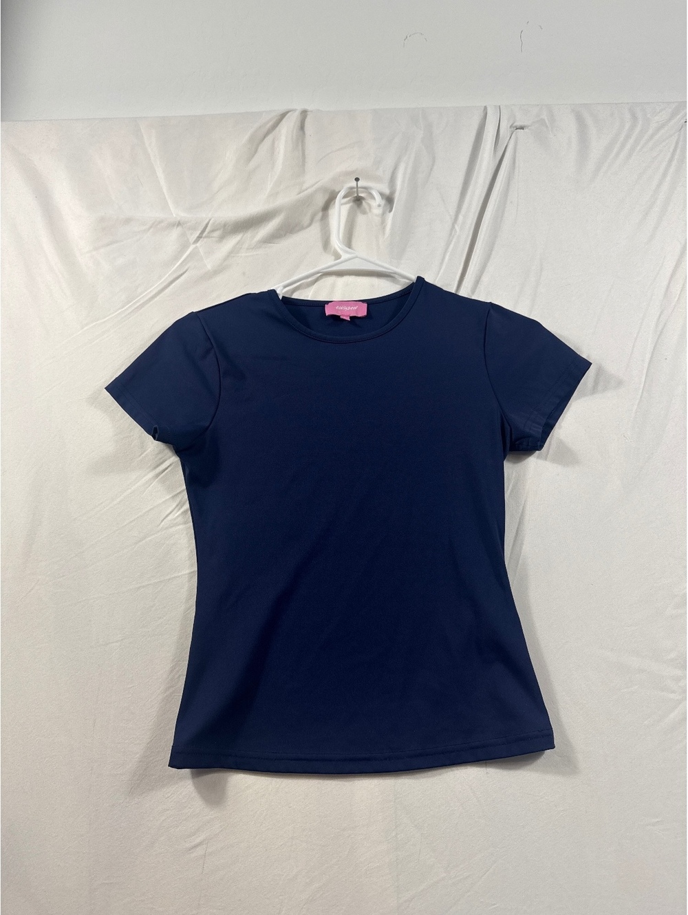 Edikted Navy Blue Stretch Polyester Spandex T-Shirt, Size S